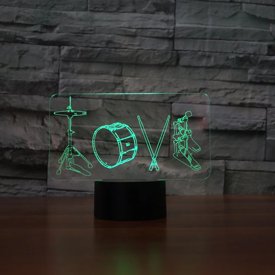 3D LED ночник барабанная лампа крутой мальчик спальня Ночник декор Bulbing детские