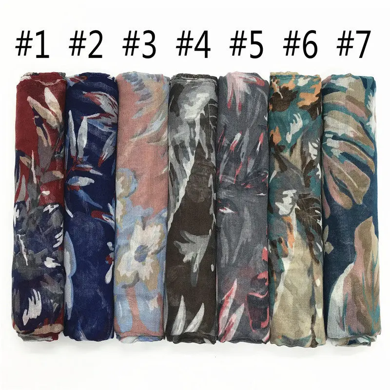 

NEW brand leaf print scarf hijab soft voile women scarves muslim hijabs thin soft islamic scarfs muffler 10pcs/lot