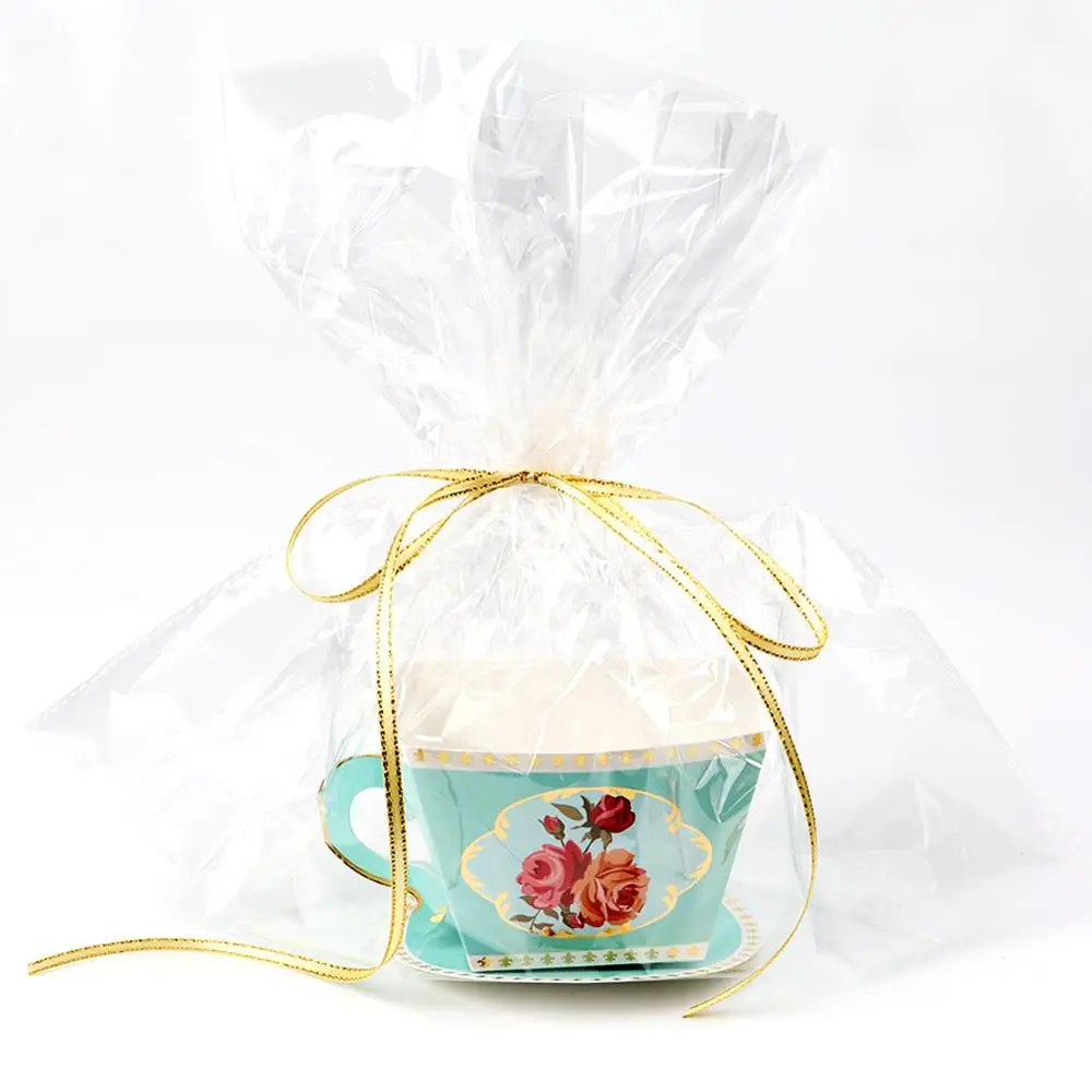 Blue Tea Cup OurWarm 10 шт. вечерние бумажные подарочные коробки для чая розовая синяя чайная чашка чайник Подарочная коробка конфет вечерние наборы; детский душ украшения - Цвет: Blue Tea Cup