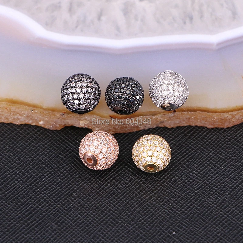 10 шт. круглые бусины с фианитом 12 мм отверстие 2 мм|micro pave|round beadsbeads jewelry making |