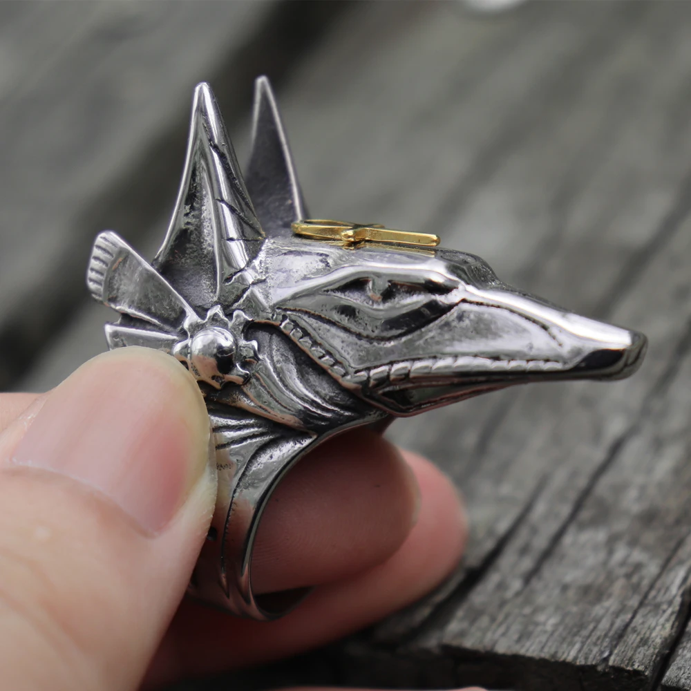 Античное египетское Anubis Ankh Cross Кольцо амулет мужские панк Рок байкерские кольца