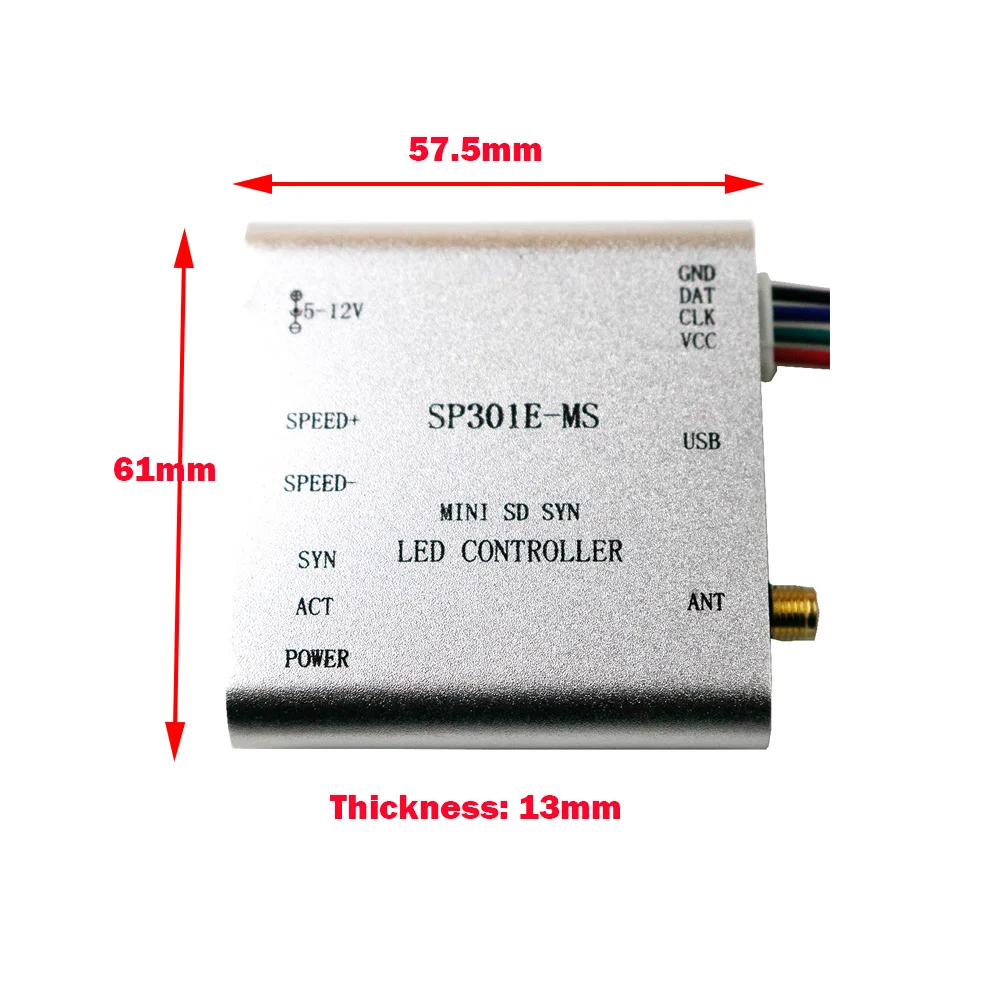 SP301E-MS программируемый радиочастотный синхронный контроллер APA102, SK6812, WS2812B, WS2811, SK9822 светодиодный 2048 пикселей программный контроллер DC5~ 12 В