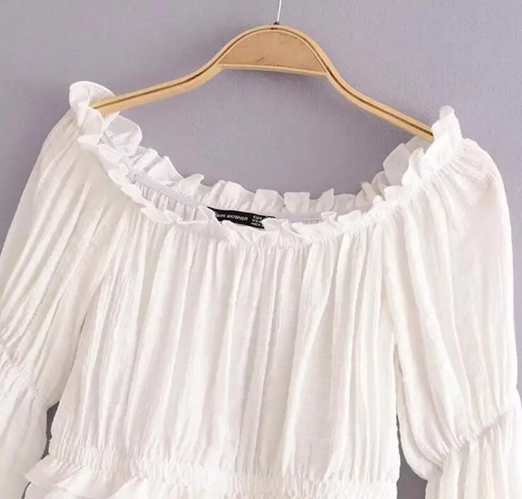 Женская укороченная блузка с открытыми плечами укороченный топ длинными