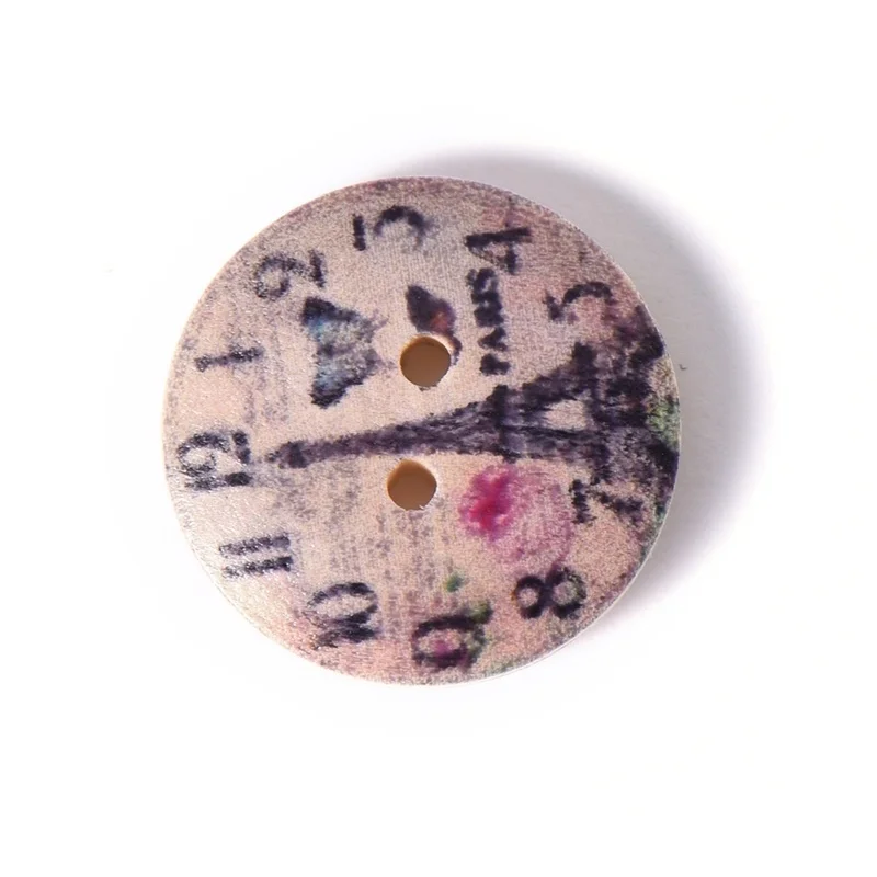 50 шт./пакет часы в стиле ретро деревянные пуговицы с 2 отверстиями высокой резьбой