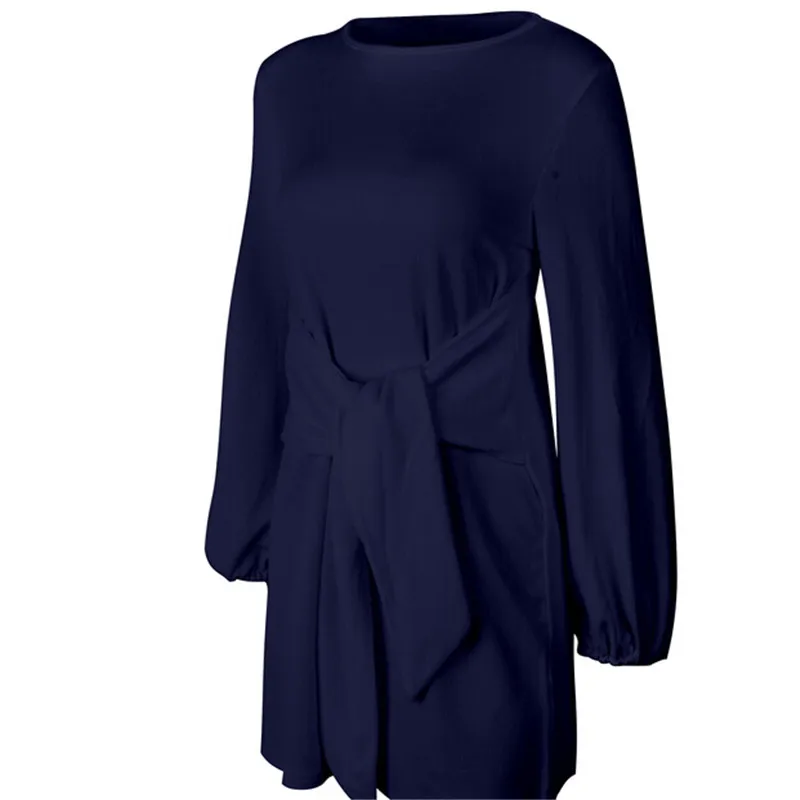 

Fashion Autumn Womens Long Sleeve Short Dresses Plus Size Sexy 2018 Ladies Casual Party Mini Dress Tops Pure Color Mini Dresses