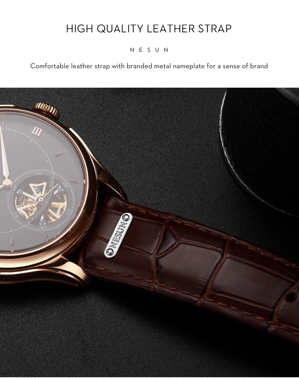 Швейцария NESUN Tourbillon механические часы для мужчин люксовый бренд автоматический бизнес Скелет Водонепроницаемый Relogio Masculino M9038-4
