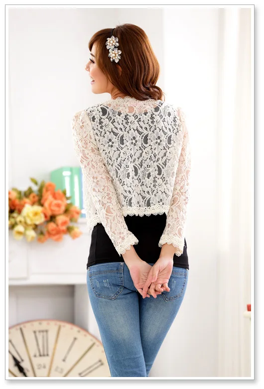 2018 new European style women lace shawl Wild wedding Fashion Long cardigan Elegant jackets | Женская одежда