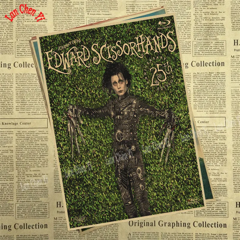 Эдварда Scissorhands винтажная крафт-бумага классический фильм постер художественные изделия для стен бумага краска Наклейка Декор кафе - Цвет: Армейский зеленый