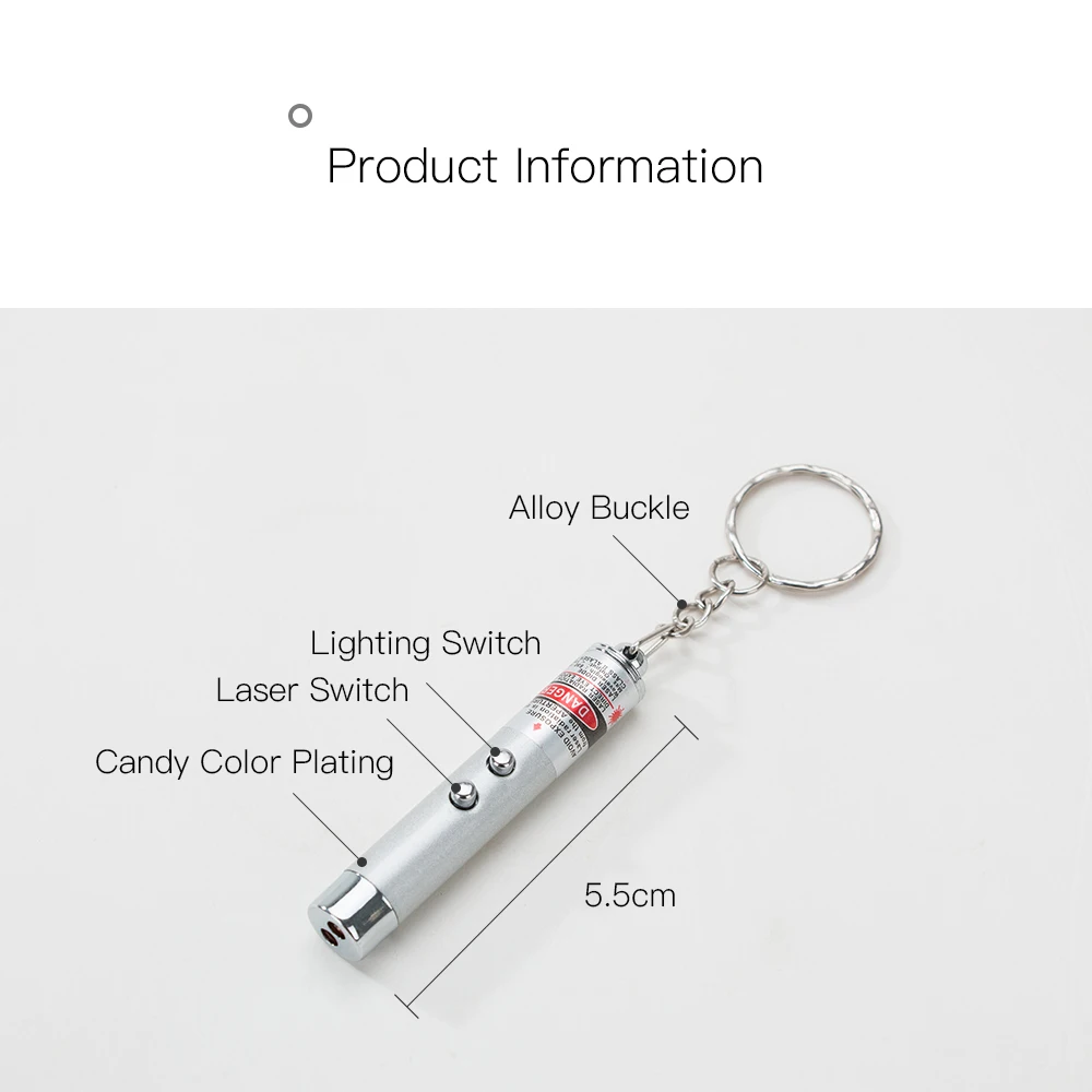 Hipidog Cat Toy Laser Toys Funny Stick 2 in 1 LED Double Button Red Pointer White Light Pet Dog Supply | Дом и сад