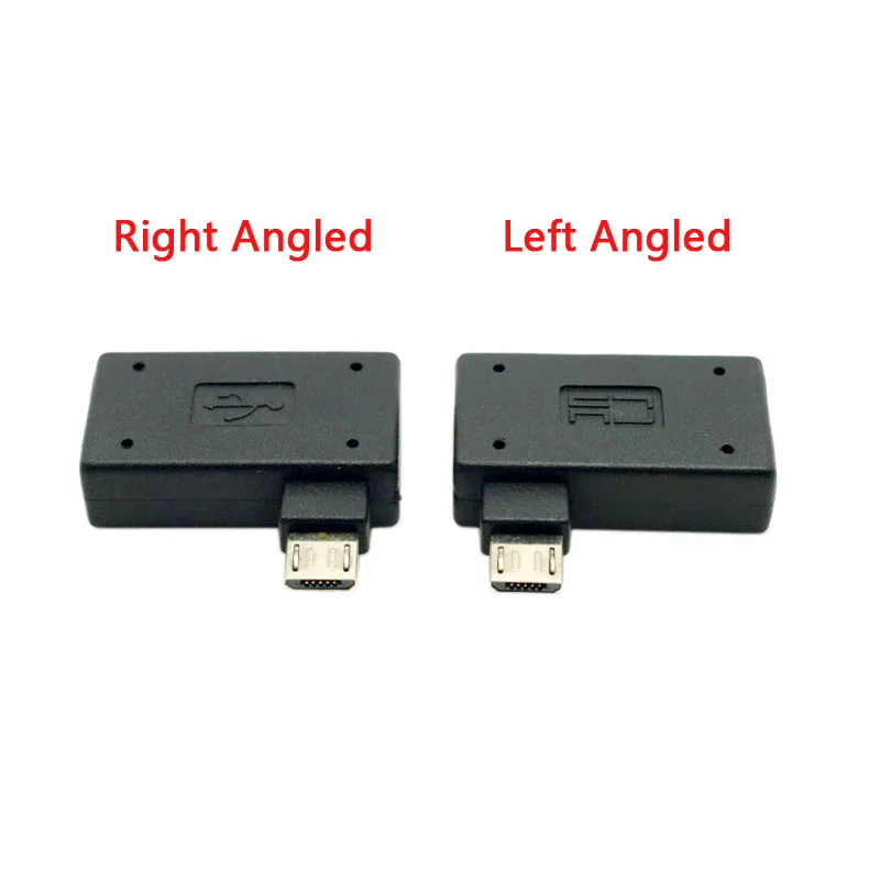 

Cablecc 2pcs 90 Degree Left & Right Angled Micro USB 2.0 OTG Host Adapter with USB Power for Cell Phone & Tablet