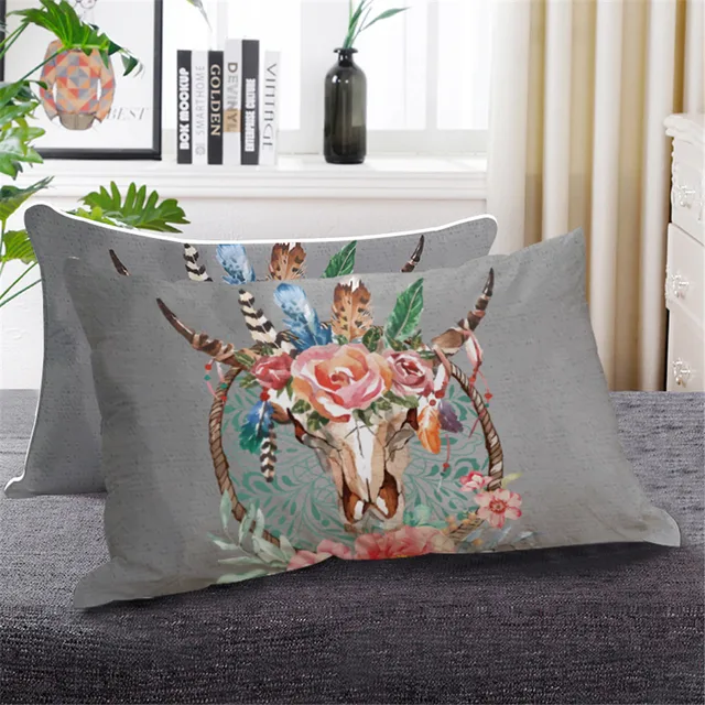 BlessLiving Buffalo Skull Down Alternative Bed Pillow Circles Bedding 1-Piece Chic Colorful Decorative Sleeping Pillow 3