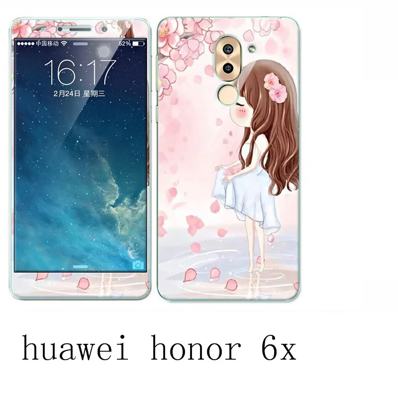 huawei honor 6x Case 360 Degree Protective TPU Cover+Color integrated tempered glass For Brand #0388 |