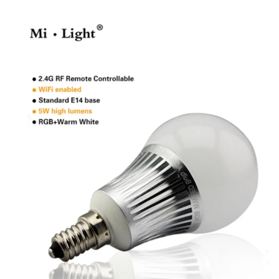 Оригинальный milight светодиодные лампы 4 Вт 5 6 9 GU10 E27 E14 RGBW/RGBWW Беспроводной
