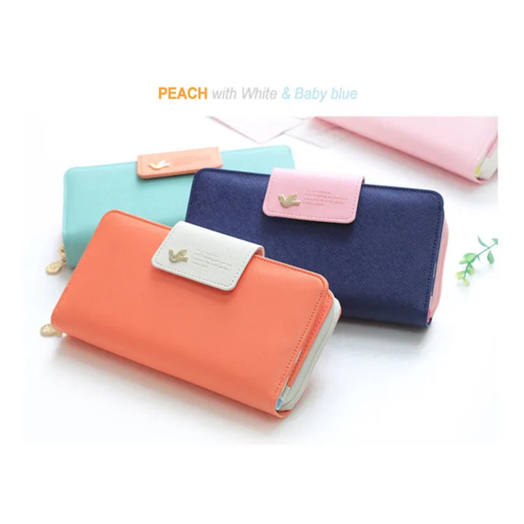 

Wallets Real 2015 New Mobile Phone Manufacturers Wallet Bag Female Korean Large Capacity Hit Color Hasp Long Card Package L263