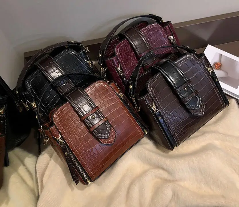 Сумка-мешок из крокодиловой кожи для женщин 2019 модные маленькие сумки через