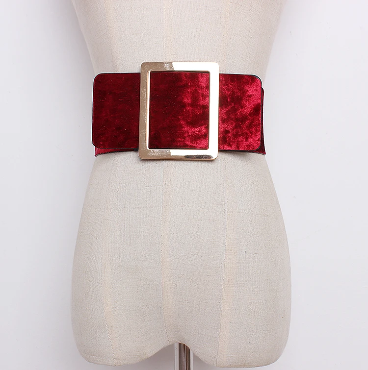 

2020 new Punk Runway Velvet Large metal Ring Wide Elastic Waist Girdle Women Belt women Fashion Causal Waistband accessories