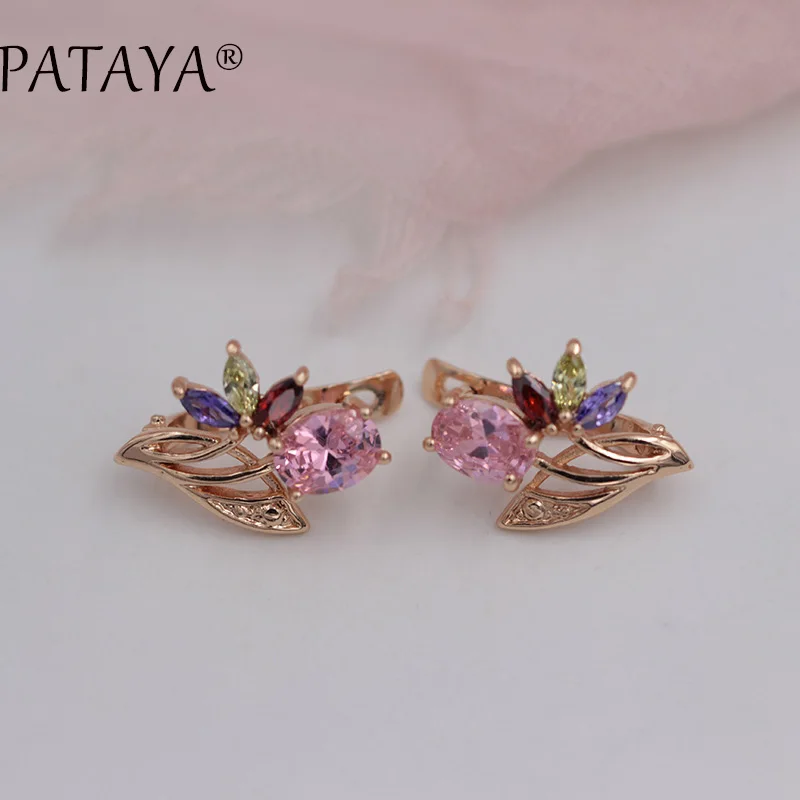 PATAYA разноцветные натуральный кубический цирконий серьги 585 розовое золото RU популярный эксклюзивный дизайн ювелирные изделия женские роскошные висячие серьги