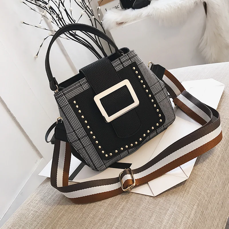 2018 г. женские модные Матовые заклепки небольшой площади сумка большой кожаный