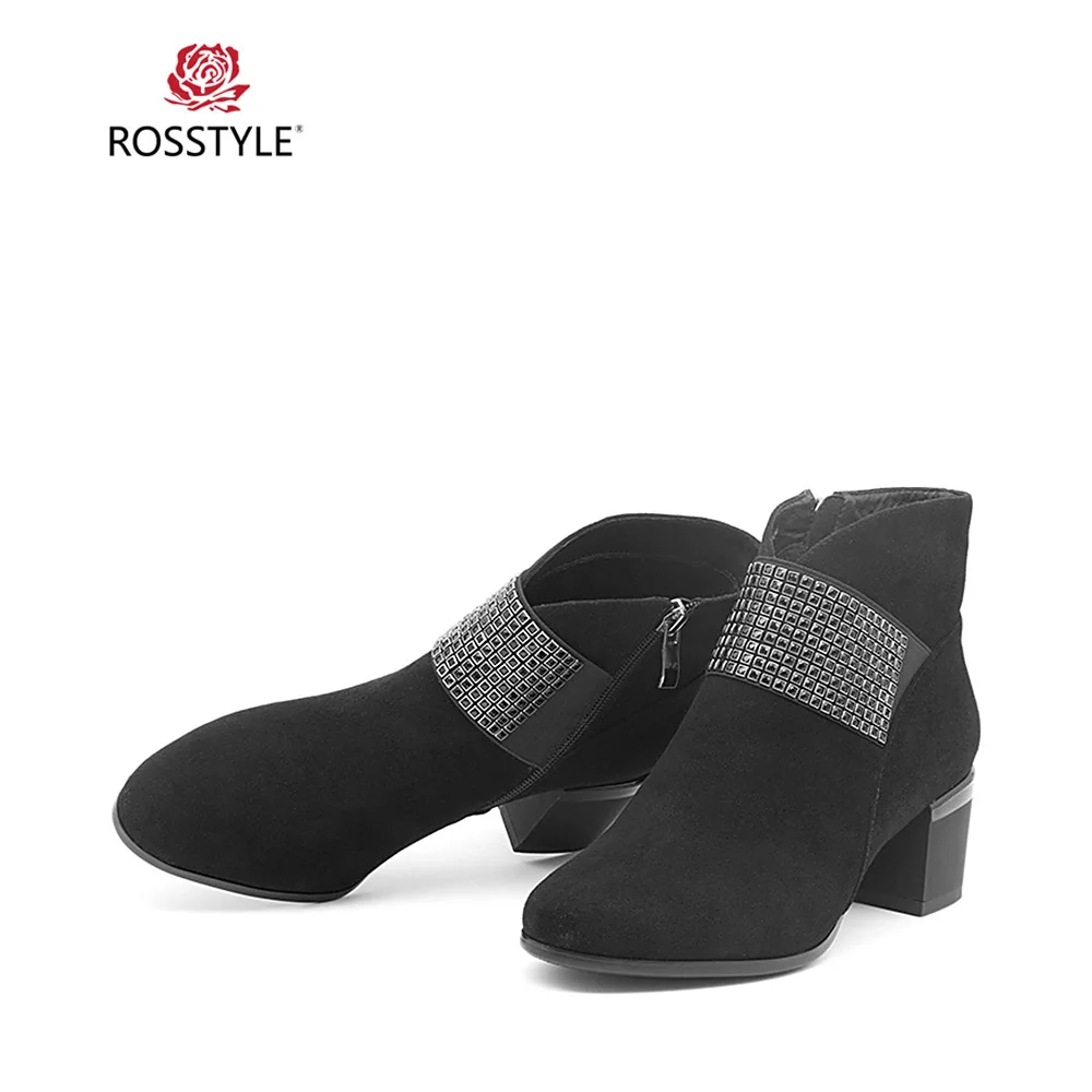 Женские ботильоны на высоком каблуке ROSSTYLE зимние ботинки с коротким плюшем обувь