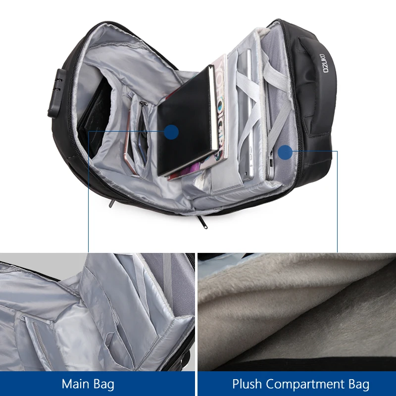 OZUKO, мужской рюкзак с защитой от кражи, usb зарядка, 15,6 дюймов, рюкзаки для ноутбука, для подростка, Мужская водонепроницаемая сумка для путешествий, модная сумка Mochila