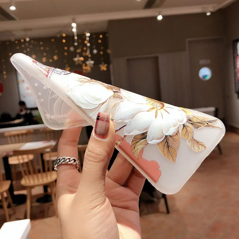 3D Рельефный цветочный узор чехол для телефона IPHONE 8PLUS 8 7 PLUS 6 6S 6PLUS Мягкий ТПУ