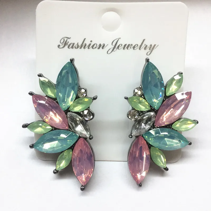 2018 Elegant Crystal Opal Stone Stud Earrings Christmas Party for Women Trendy 19 colors|stud earrings|stone stud earringsearrings women |