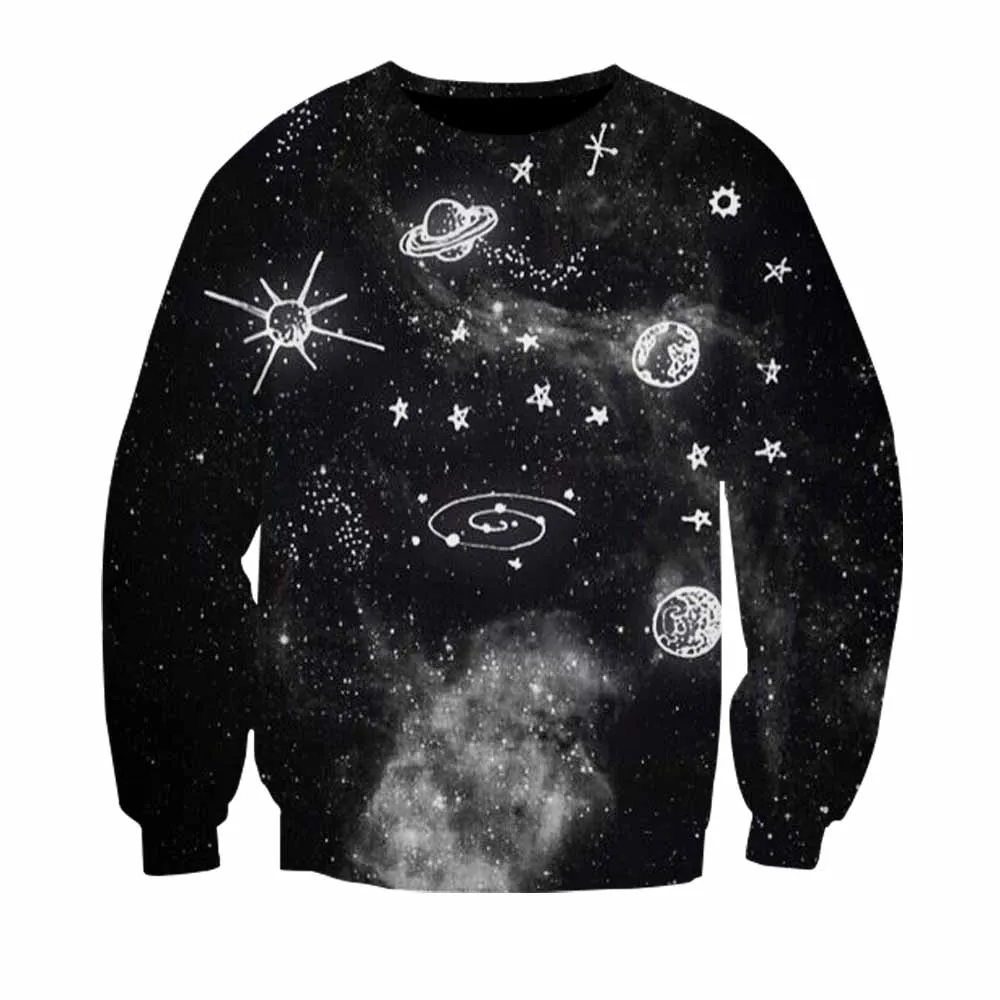 Новая мода Galaxy печати для мужчин женщин планета черный Свитшот хип хоп harajuku