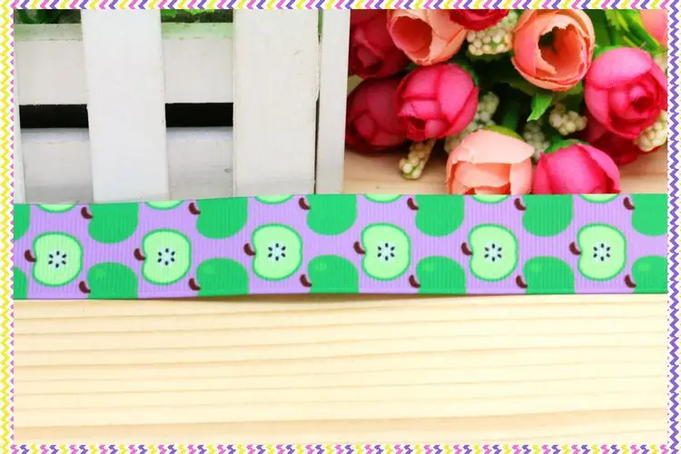 7/8 ''Бесплатная доставка лента для волос с принтом яблока вечерние украшения