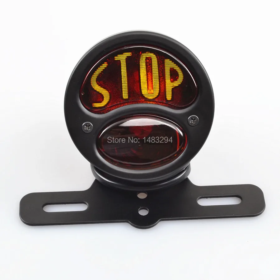 Железный черный с красными линзами Taillgiht 12V STOP стильный мотоцикл стоп задние