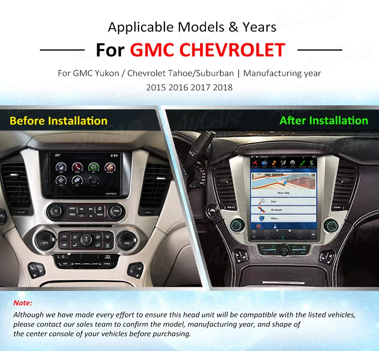 AuCAR Tesla 12," Android 8,1 автомобильный радиоприемник 2 din 1 din DVD для GMC Yukon Chevrolet Tahoe Suburban- gps навигация ips AUX