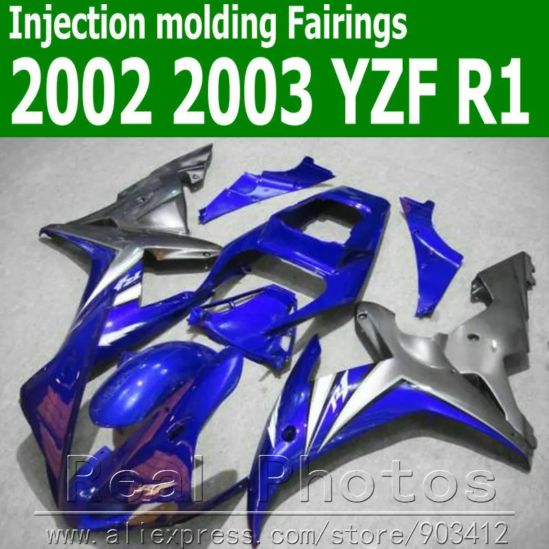 

Motorcycle fairing kit for YAMAHA Injection molding YZFR1 2002 2003 blue gray YZF R1 02 03 customize fairings set MX13