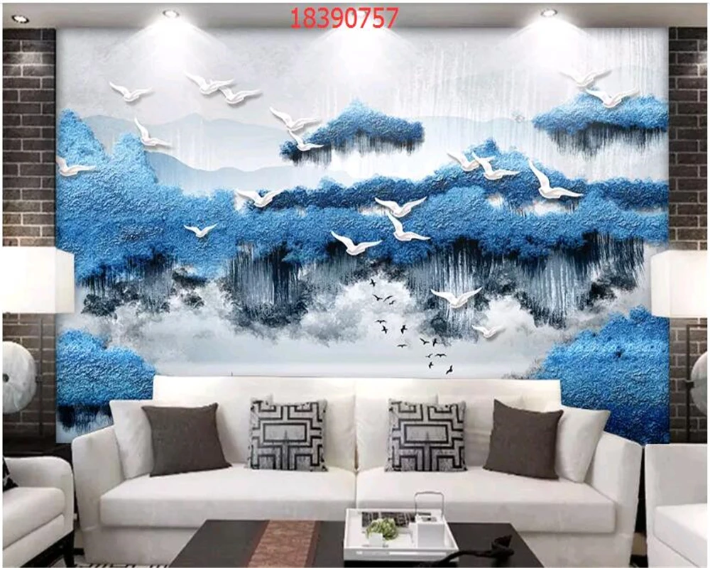 

beibehang Custom size new Chinese embossed three-dimensional ink landscape 3D landscape painting wallpaper decoration painting