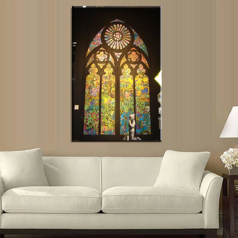 Бэнкси искусства молиться в церковь гостиной стены дома декоративные