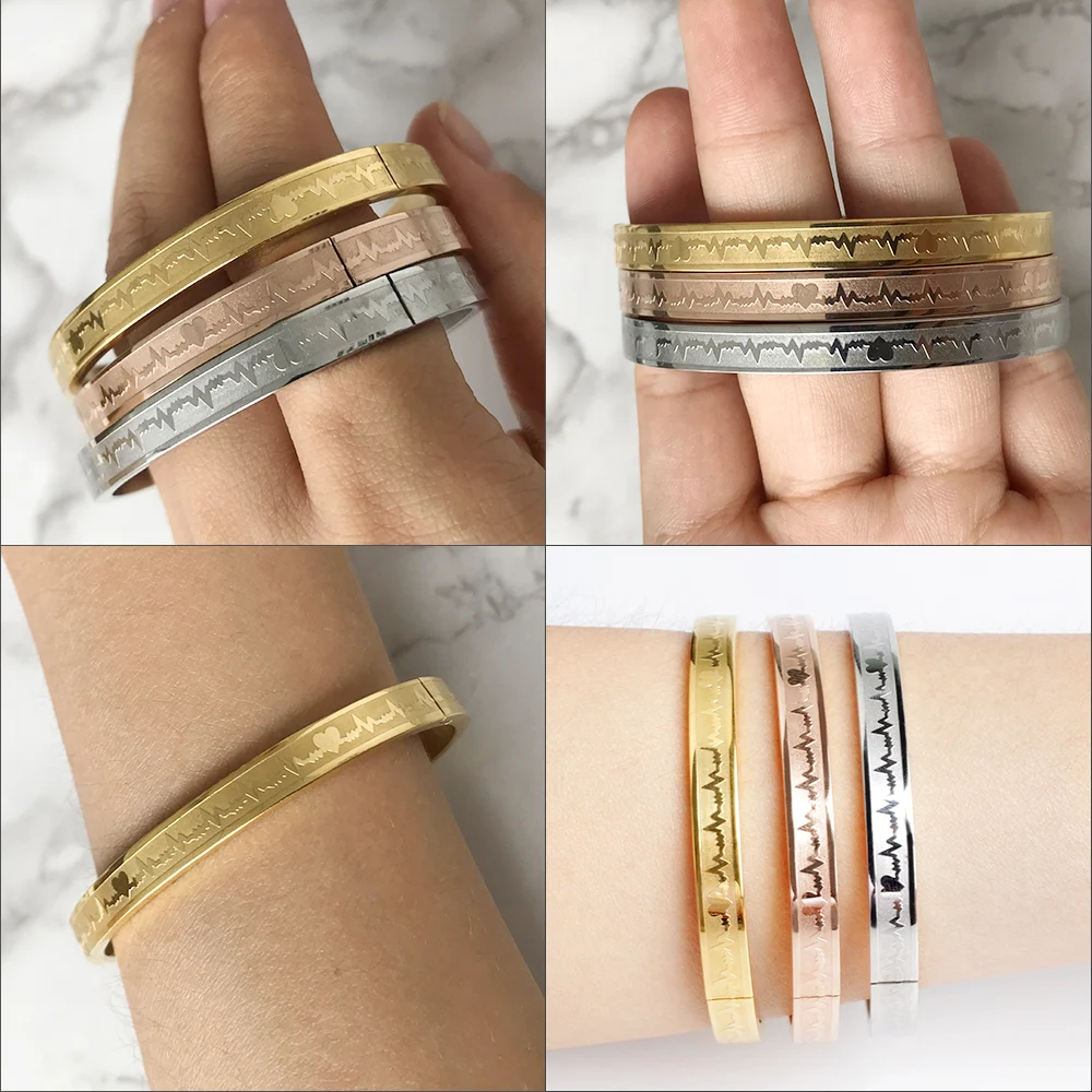 Очаровательный браслет с электрокардиограммой FINE4U B061 для мужчин и женщин