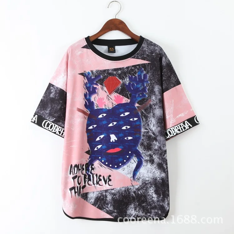 Плюс Размеры Для женщин 2018 Корейская футболка хип хоп Повседневное свободные