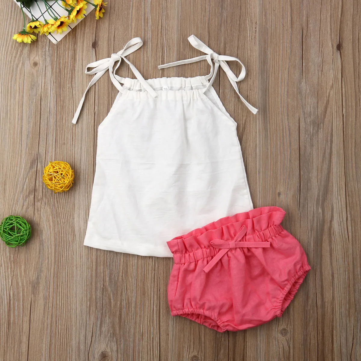 От 0 до 5 лет комплекты летней одежды для маленьких девочек белые топы без рукавов