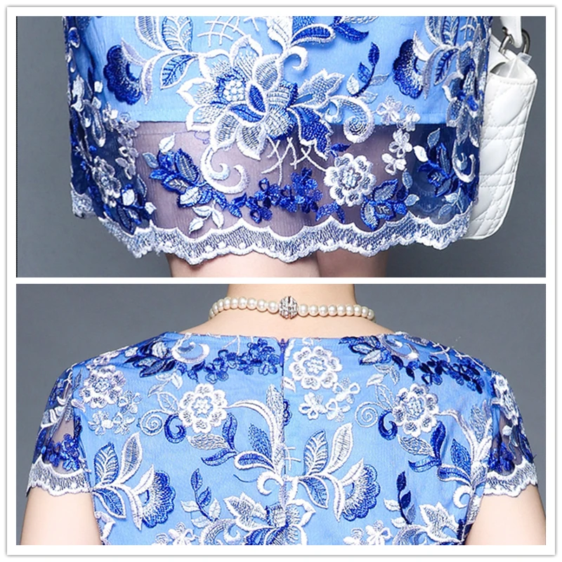Мама Винтаж Тонкий Bodycon платья весна модное Сетчатое платье с вышивкой