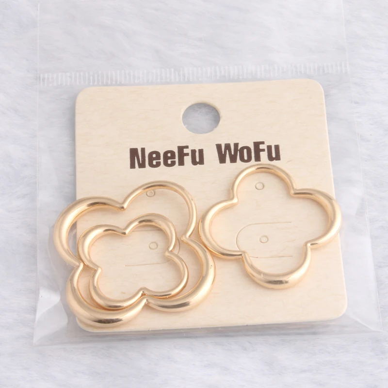 Большие серьги подвески NeeFu WoFu в форме клевера висячие из цинкового сплава