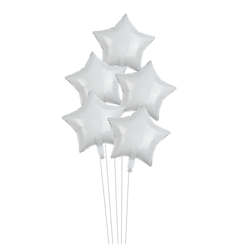 5Pcs white 18inch 1 Набор, вечерние гирлянды в виде мультяшных животных панды, фольгированные шары, полосатые соломинки, конфетный мешок, Топпер для торта, посуда, украшение для детского душа - Цвет: 5Pcs white 18inch