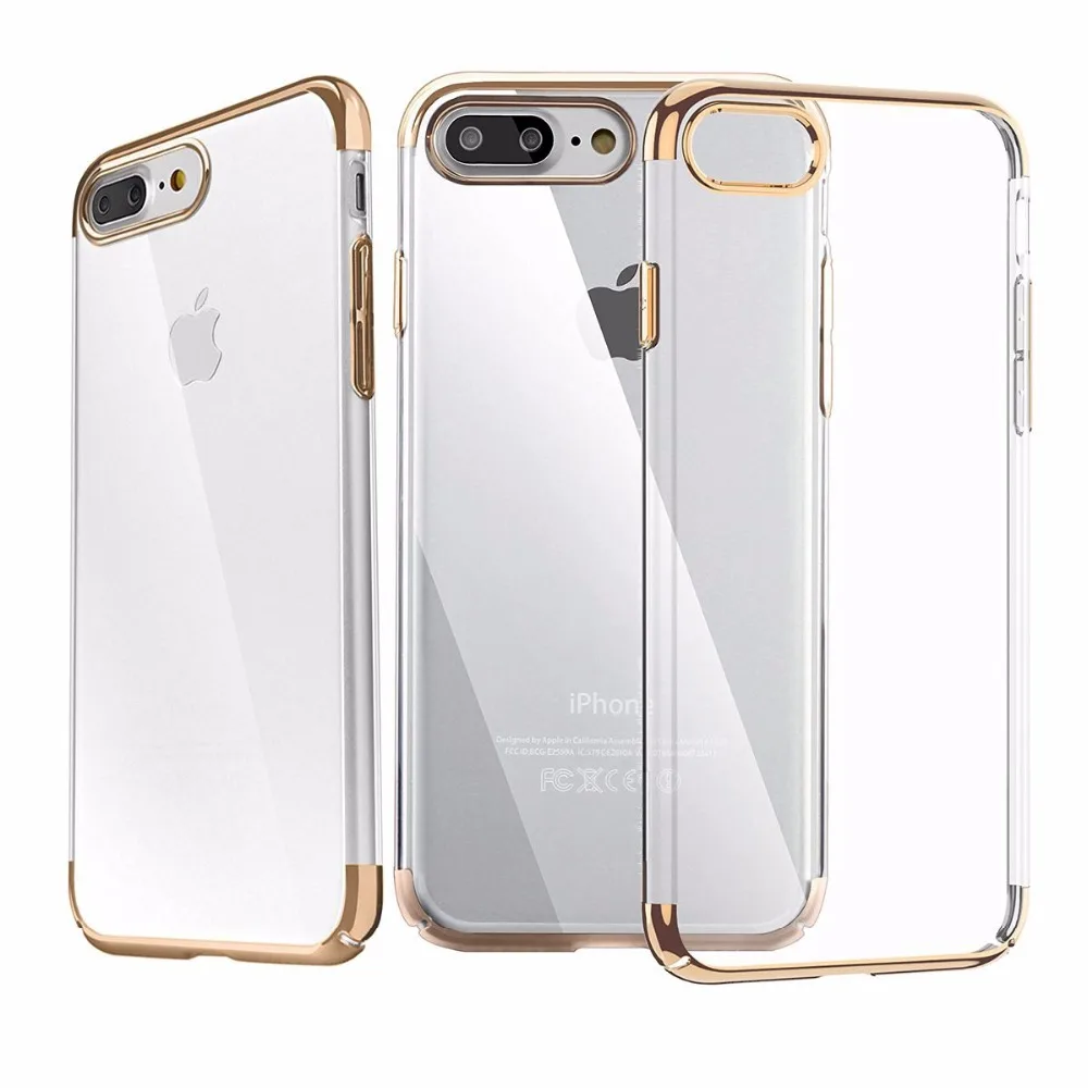 Kerzzil Metal Flash Transparent Crystal Clear TPU Cases For iPhone 7 6 6S Plus Soft Slim Cover Back Capa |