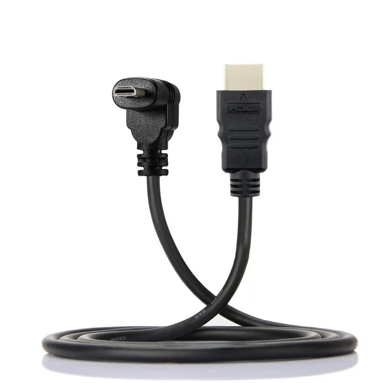 Угловой локтевой кабель HD Type A к Micro D 30 см 1 фут позолоченный 3D 4K 1080p Audio для