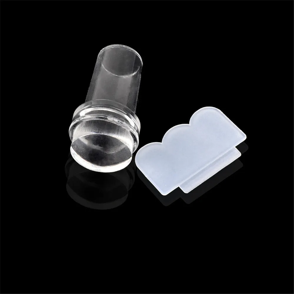 Nail Art Templates Pure Clear Jelly Silicone Stamping Plate Scraper with Cap Transparent 2.4cm Stamp Set 1 PC | Красота и здоровье
