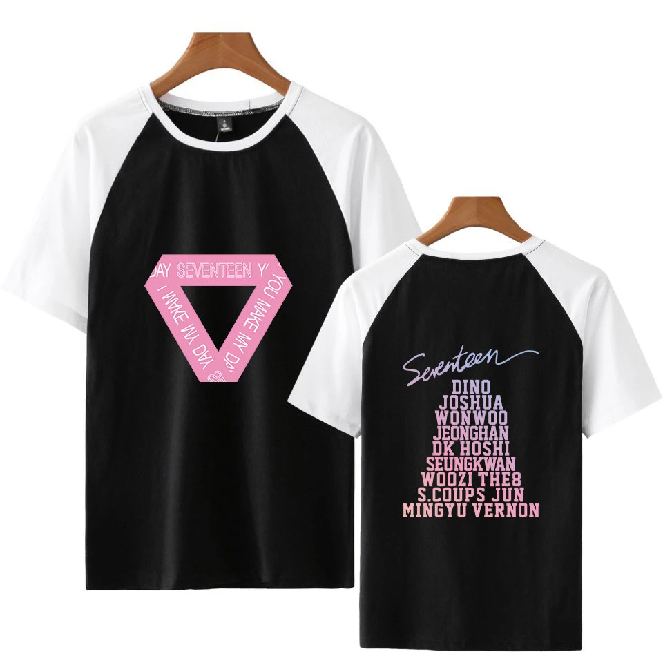Футболка реглан с принтом SEVENTEEN Кей Поп для женщин и мужчин модная летняя