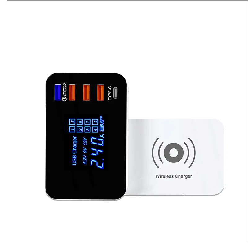 Быстрое беспроводное зарядное устройство Qi 10 вт для iphone x xr xs max с USB QC 3 0