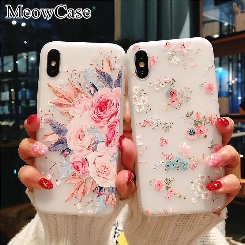 Silicone phone case For iPhone 7 6s plus Floral silicone soft TPU back flower XS Max 7plus Case 5 5s SE cover |