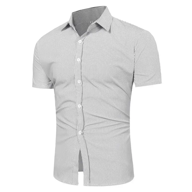 Новинка Модная рубашка в полоску с короткими рукавами и отворотом повседневном