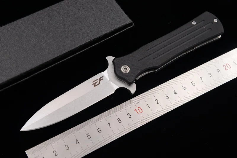 Черный JUFULE EF 1942 шарикоподшипник filpper D2 лезвие G10 стальная ручка складной Открытый выживания EDC инструмент лагерь Охота Кливер кухонный нож - Цвет: Черный
