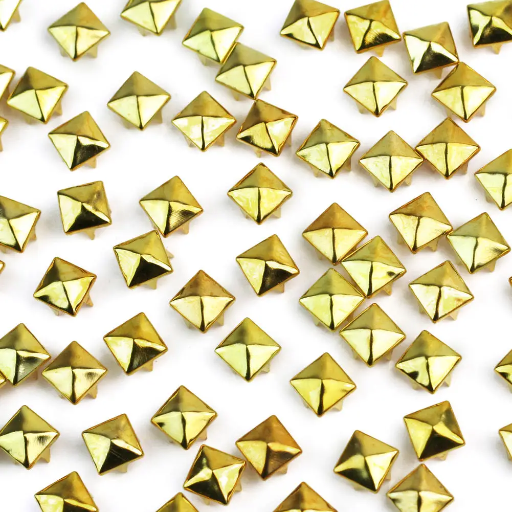Новый дизайн 100 шт. металлические золотые шпильки в форме пирамиды шипы гвоздики 8