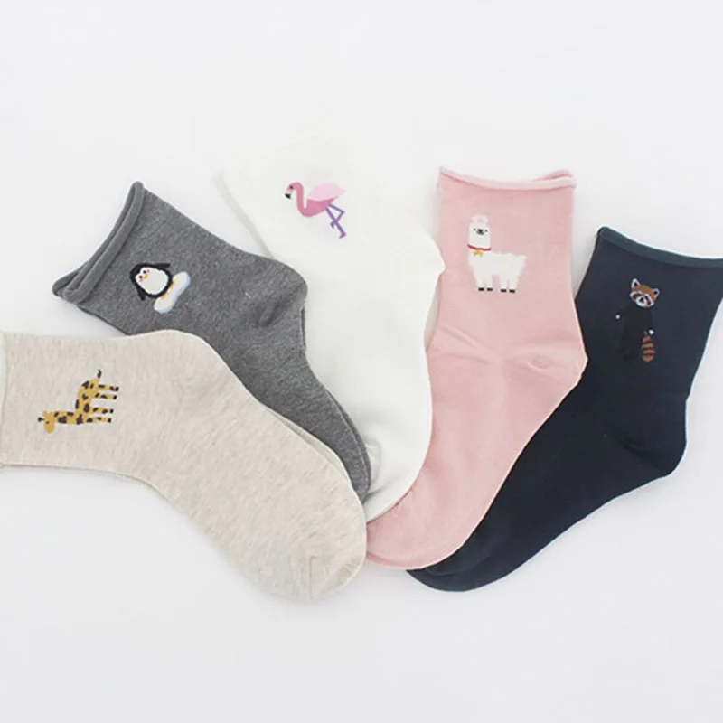 Японские милые забавные носки с фламинго принтом Овцы/пингвина женские