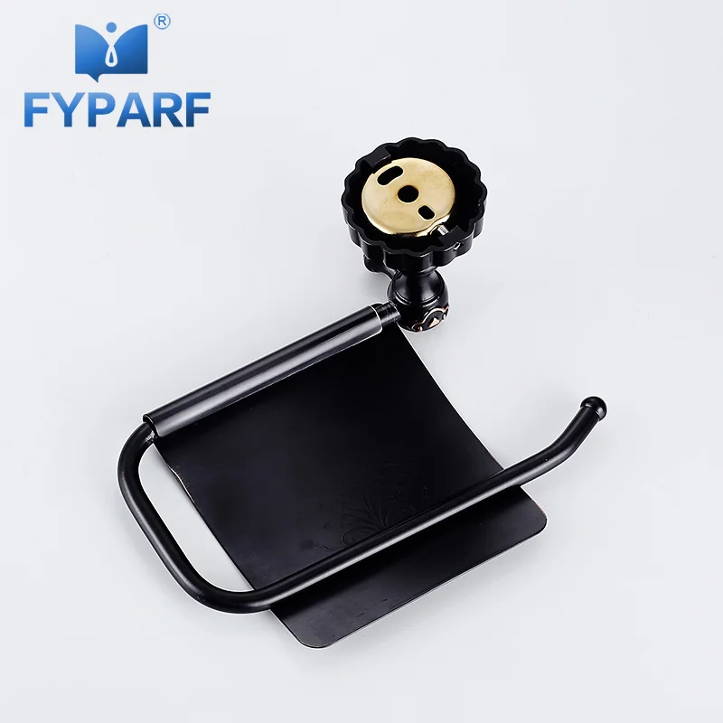 

FYPARF Creative Black Toilet Paper Holder Bathroom Holder Toilet Paper Brass Wall Mount Toilet Roll Holder Bathroom Accessories